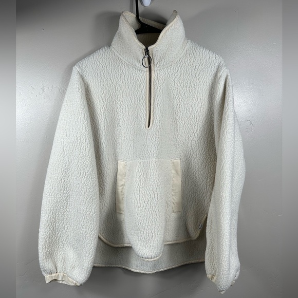 Madewell Women’s Polartec Fleece Popover Jacket Size Medium - Antique Cream - Picture 2 of 7